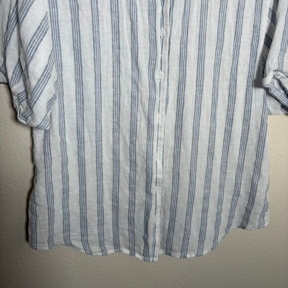 Beach Lunch Lounge Shirt Women's Small Striped Button Up Short Sleeve Collared - Picture 3 of 8